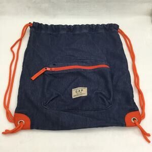 GAP Drawstring Soft Backpack Denim with Orange Drawstring